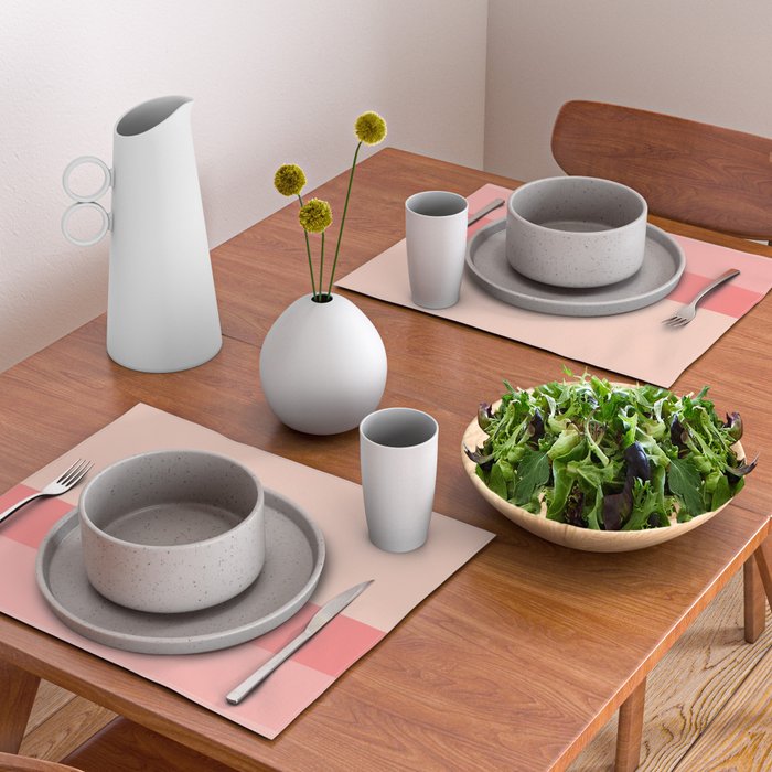 Blush Pink Minimalist Solid Color Block Stripes Placemat Gallery Image 2