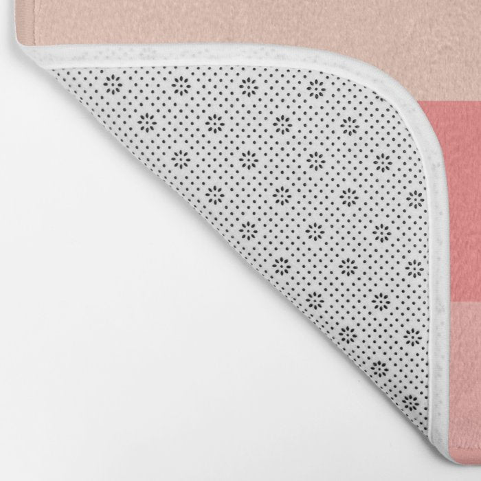 Blush Pink Minimalist Solid Color Block Stripes Bath Mat Gallery Image 2