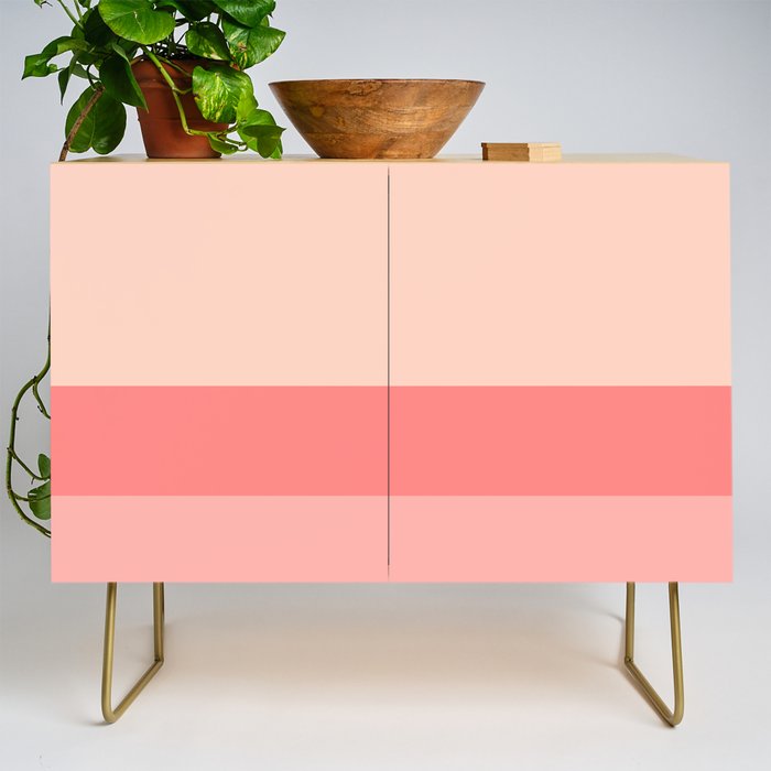 Blush Pink Minimalist Solid Color Block Stripes Credenza Gallery Image 1
