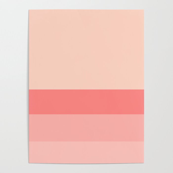 Blush Pink Minimalist Solid Color Block Stripes Poster Gallery Image 1