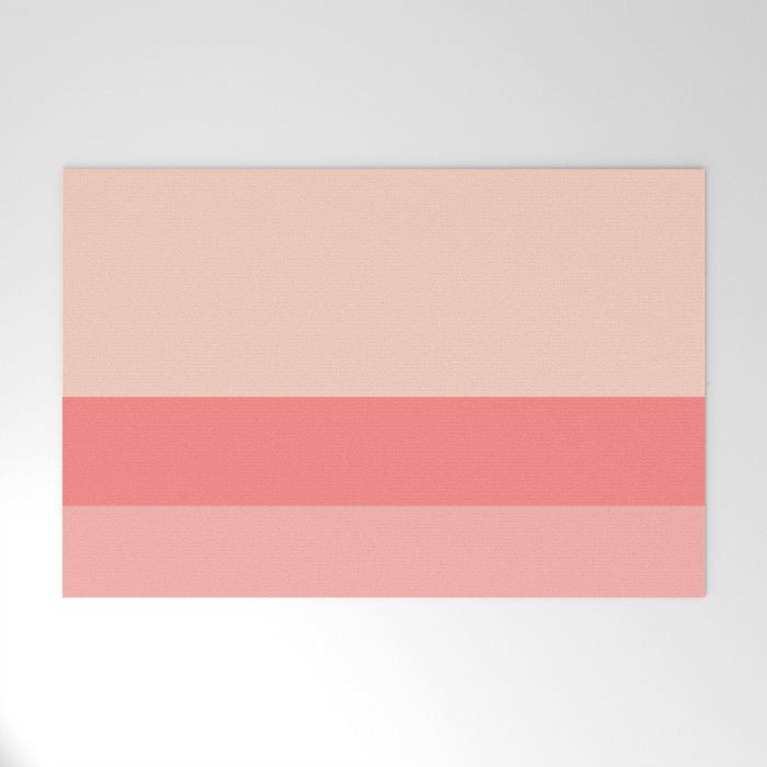 Blush Pink Minimalist Solid Color Block Stripes Welcome Mat Gallery Image 1
