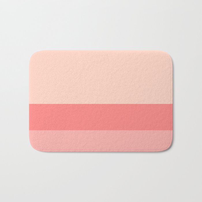 Blush Pink Minimalist Solid Color Block Stripes Bath Mat Gallery Image 1
