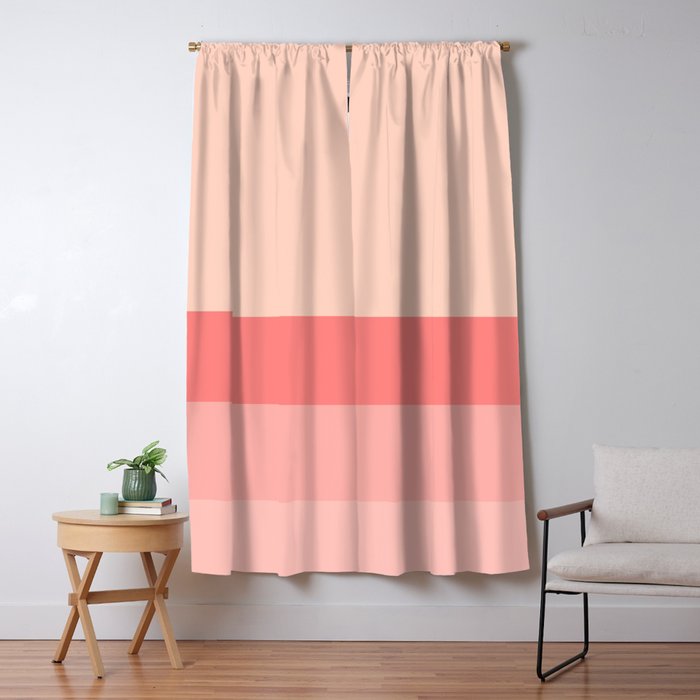 Blush Pink Minimalist Solid Color Block Stripes Window Curtain Gallery Image 1