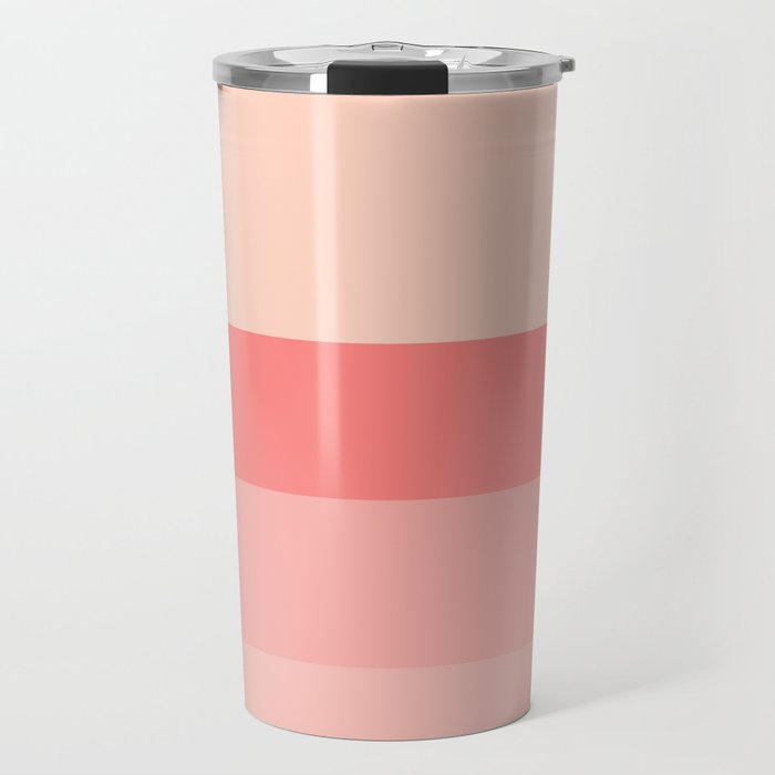 Blush Pink Minimalist Solid Color Block Stripes Travel Mug Gallery Image 1