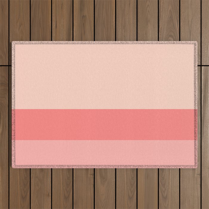 Blush Pink Minimalist Solid Color Block Stripes Outdoor Rug Gallery Image 1