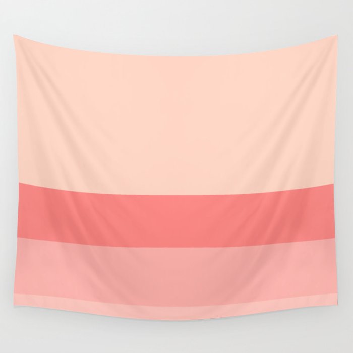 Blush Pink Minimalist Solid Color Block Stripes Wall Tapestry Gallery Image 1
