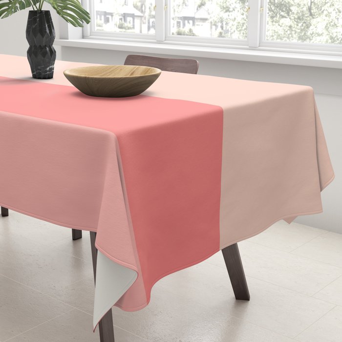 Blush Pink Minimalist Solid Color Block Stripes Tablecloth Gallery Image 3