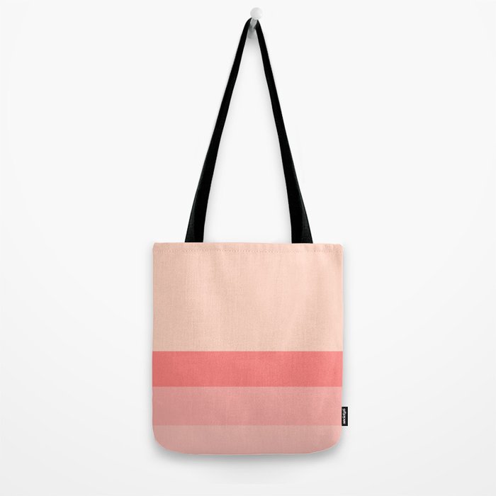 Blush Pink Minimalist Solid Color Block Stripes Tote Bag Gallery Image 2