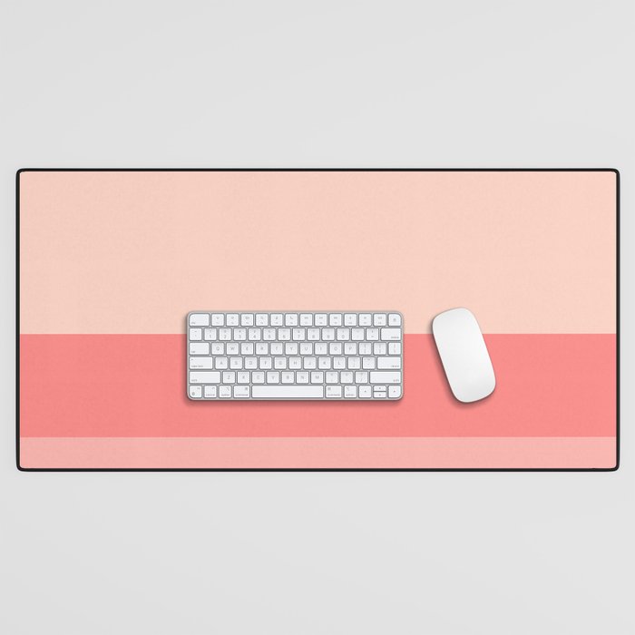 Blush Pink Minimalist Solid Color Block Stripes Desk Mat Gallery Image 1