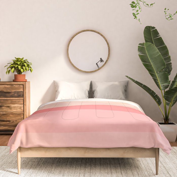 Blush Pink Minimalist Solid Color Block Stripes Comforter Gallery Image 3