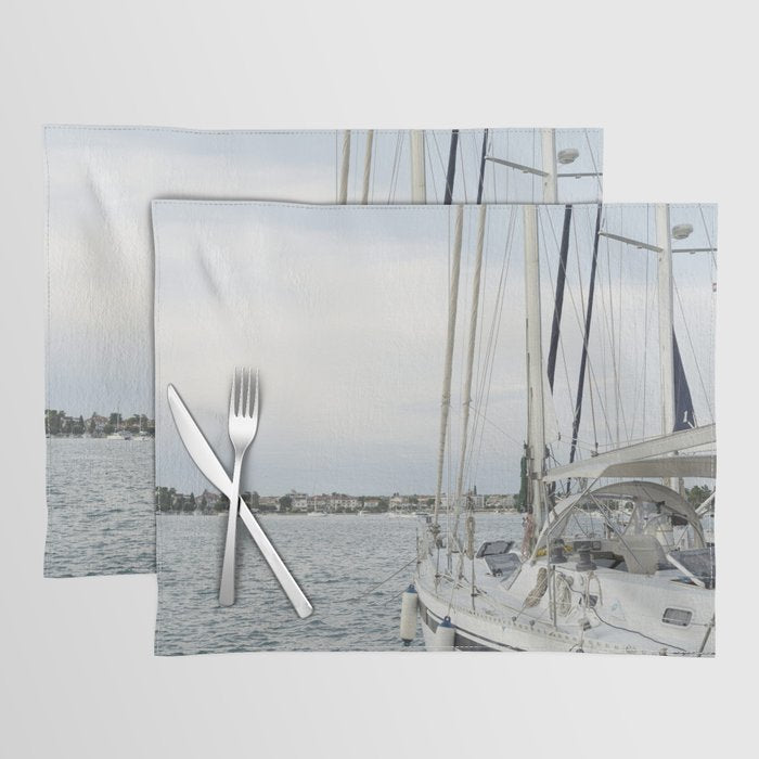 Sailboat in Croatian Harbor - Nautical Travel Photography  Placemat Gallery Image 1