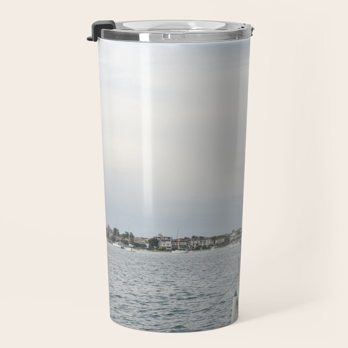 Sailboat in Croatian Harbor - Nautical Travel Photography  Travel Mug Gallery Image 3
