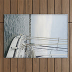 Sailboat in Croatian Harbor - Nautical Travel Photography  Outdoor Rug Gallery Image 1
