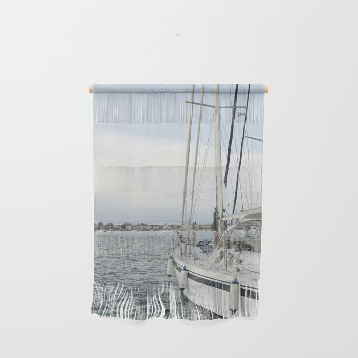 Sailboat in Croatian Harbor - Nautical Travel Photography  Wall Hanging Gallery Image 1