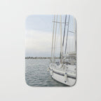 Sailboat in Croatian Harbor - Nautical Travel Photography  Bath Mat Gallery Image 1