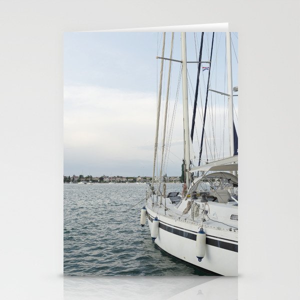Sailboat in Croatian Harbor - Nautical Travel Photography  Stationery Card Gallery Image 2
