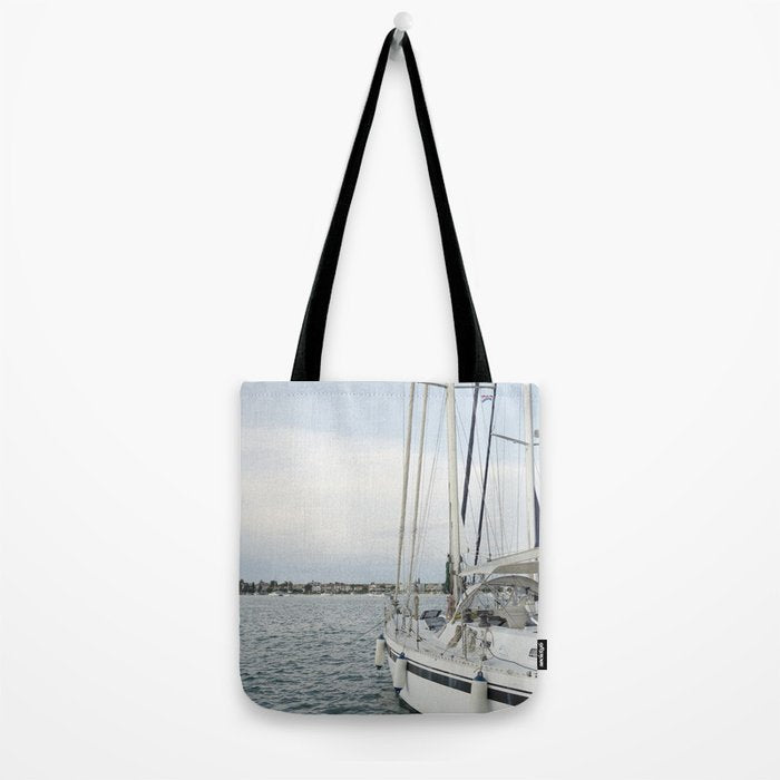 Sailboat in Croatian Harbor - Nautical Travel Photography  Tote Bag Gallery Image 2