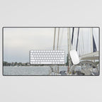 Sailboat in Croatian Harbor - Nautical Travel Photography  Desk Mat Gallery Image 1