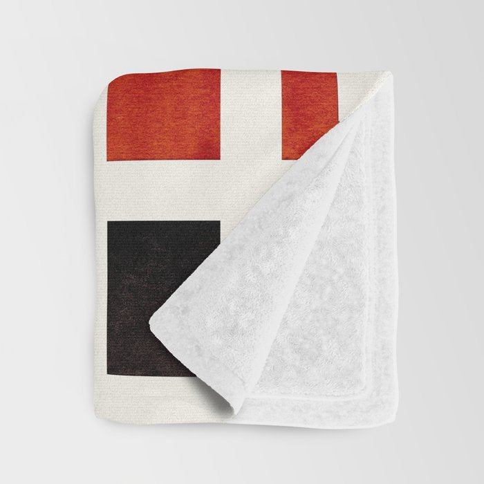 Burnt Sienna Watercolor Gouache painting Geometric Square Staggered Pattern Throw Blanket Gallery Image 3