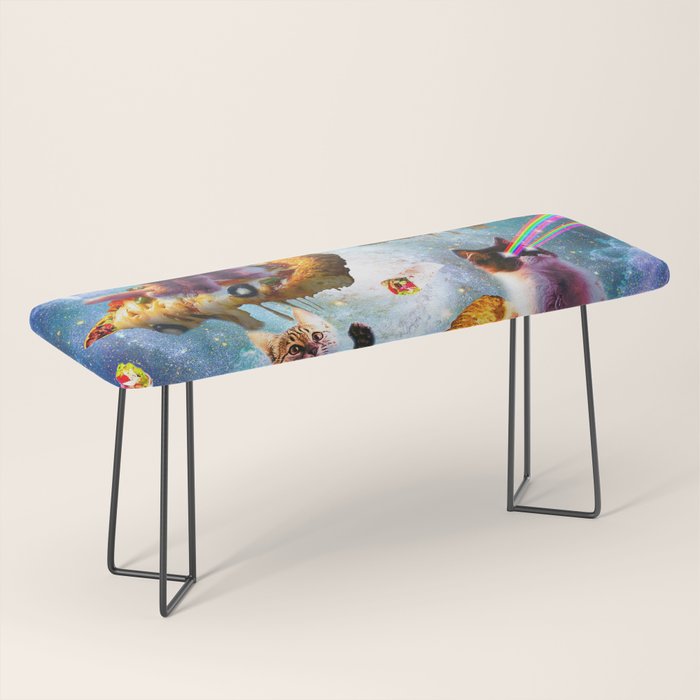 Outer Space Cats With Rainbow Laser Eyes Riding On Pizza Bench Gallery Image 1