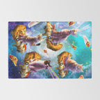 Outer Space Cats With Rainbow Laser Eyes Riding On Pizza Rug Gallery Image 2