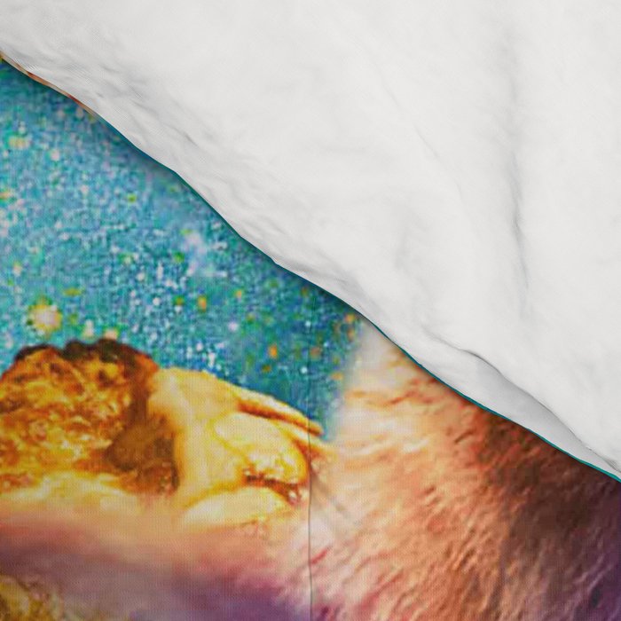 Outer Space Cats With Rainbow Laser Eyes Riding On Pizza Comforter Gallery Image 4