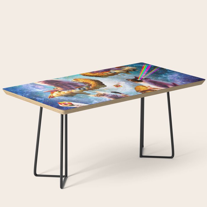 Outer Space Cats With Rainbow Laser Eyes Riding On Pizza Coffee Table Gallery Image 1