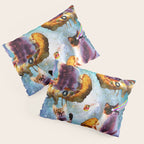 Outer Space Cats With Rainbow Laser Eyes Riding On Pizza Pillow Sham Gallery Image 3