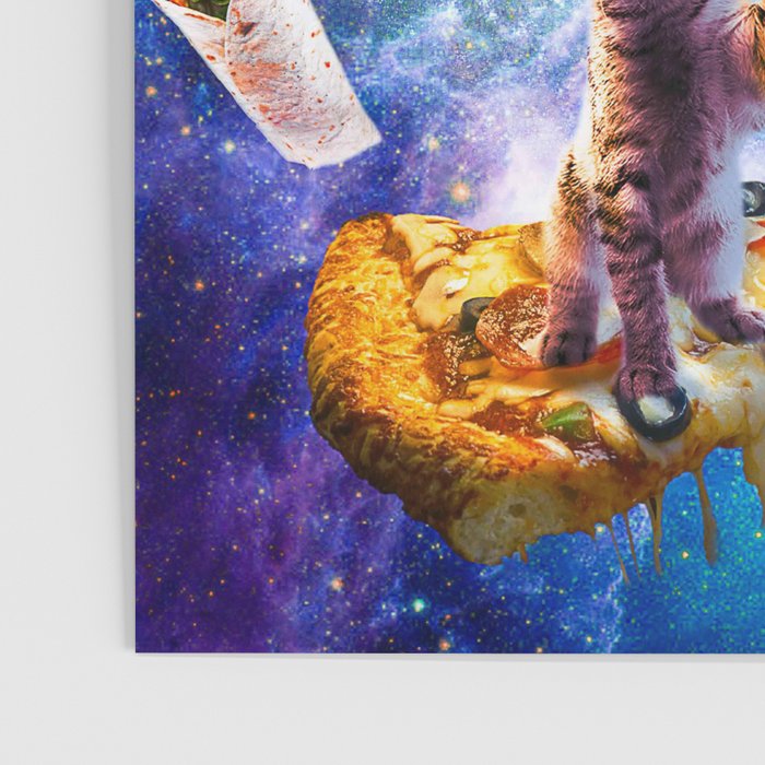 Outer Space Cats With Rainbow Laser Eyes Riding On Pizza Poster Gallery Image 3