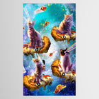 Outer Space Cats With Rainbow Laser Eyes Riding On Pizza Tablecloth Gallery Image 2