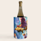 Outer Space Cats With Rainbow Laser Eyes Riding On Pizza Wine Chiller Gallery Image 2