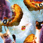Outer Space Cats With Rainbow Laser Eyes Riding On Pizza Coffee Mug Gallery Image 2