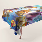 Outer Space Cats With Rainbow Laser Eyes Riding On Pizza Tablecloth Gallery Image 1
