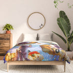 Outer Space Cats With Rainbow Laser Eyes Riding On Pizza Comforter Gallery Image 3