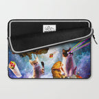 Outer Space Cats With Rainbow Laser Eyes Riding On Pizza Laptop Sleeve Gallery Image 2