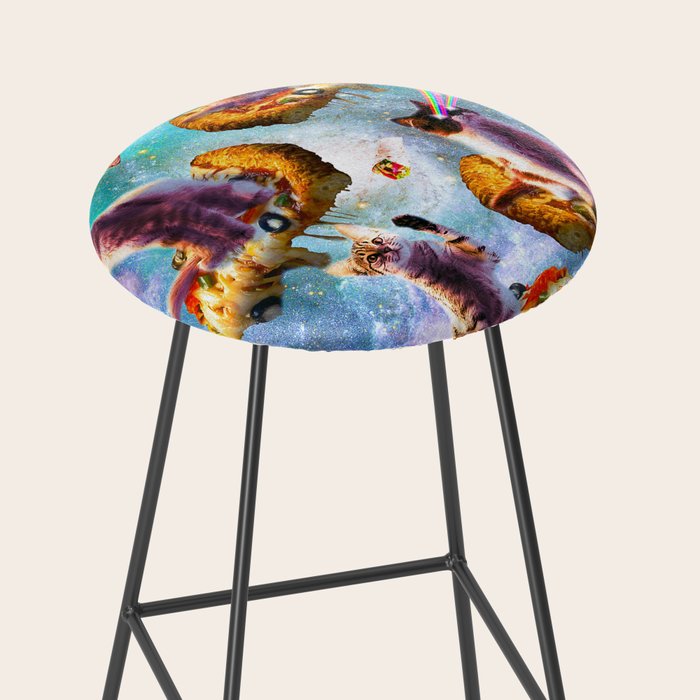 Outer Space Cats With Rainbow Laser Eyes Riding On Pizza Stool Gallery Image 2
