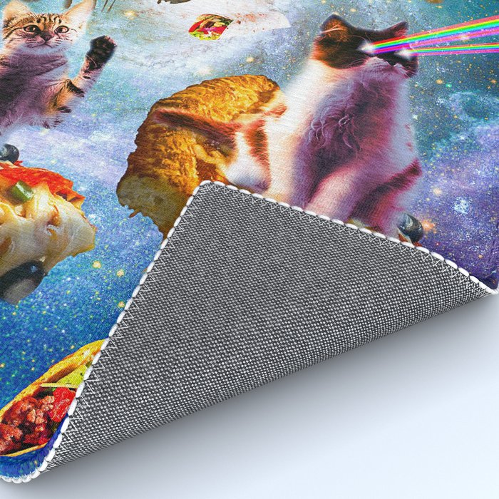 Outer Space Cats With Rainbow Laser Eyes Riding On Pizza Rug Gallery Image 4