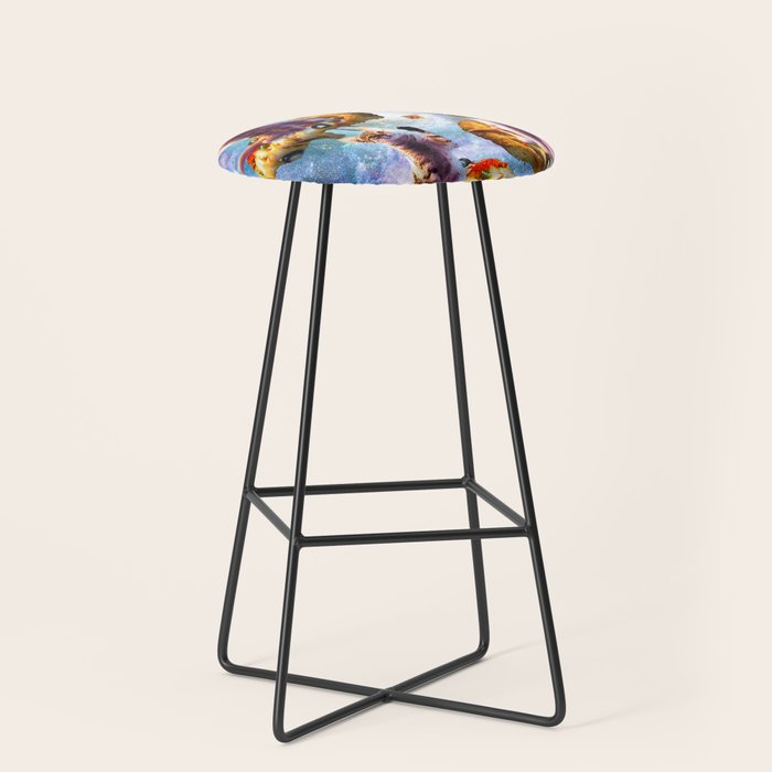 Outer Space Cats With Rainbow Laser Eyes Riding On Pizza Stool Gallery Image 1