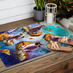 Outer Space Cats With Rainbow Laser Eyes Riding On Pizza Outdoor Rug Gallery Image 2
