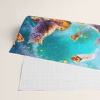 Outer Space Cats With Rainbow Laser Eyes Riding On Pizza Wrapping Paper Gallery Image 2
