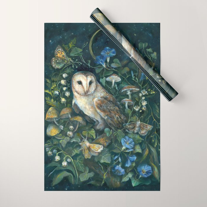 Barn Owl Forest Wrapping Paper Gallery Image 1