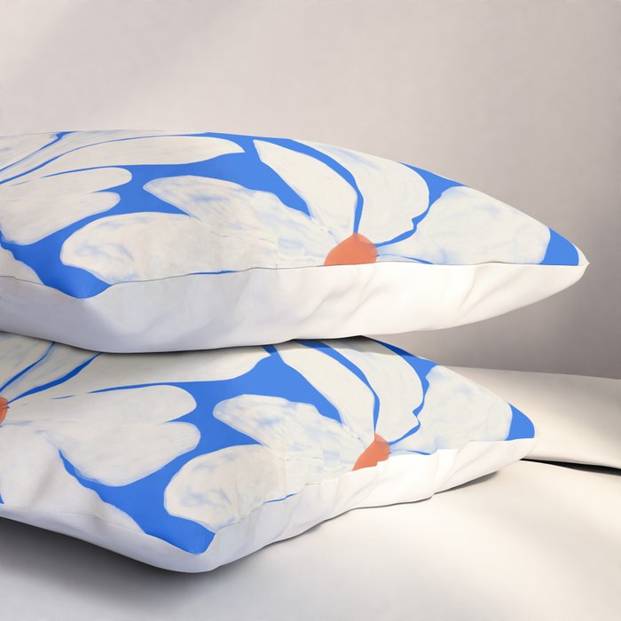 Boho Daisies on Indigo Blue Pillow Sham Gallery Image 3