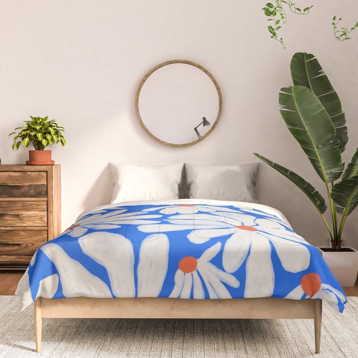 Boho Daisies on Indigo Blue Comforter Gallery Image 3