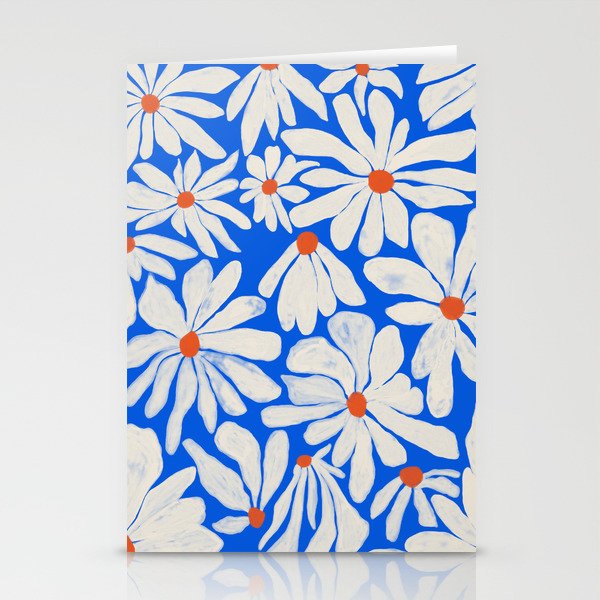 Boho Daisies on Indigo Blue Stationery Card Gallery Image 2
