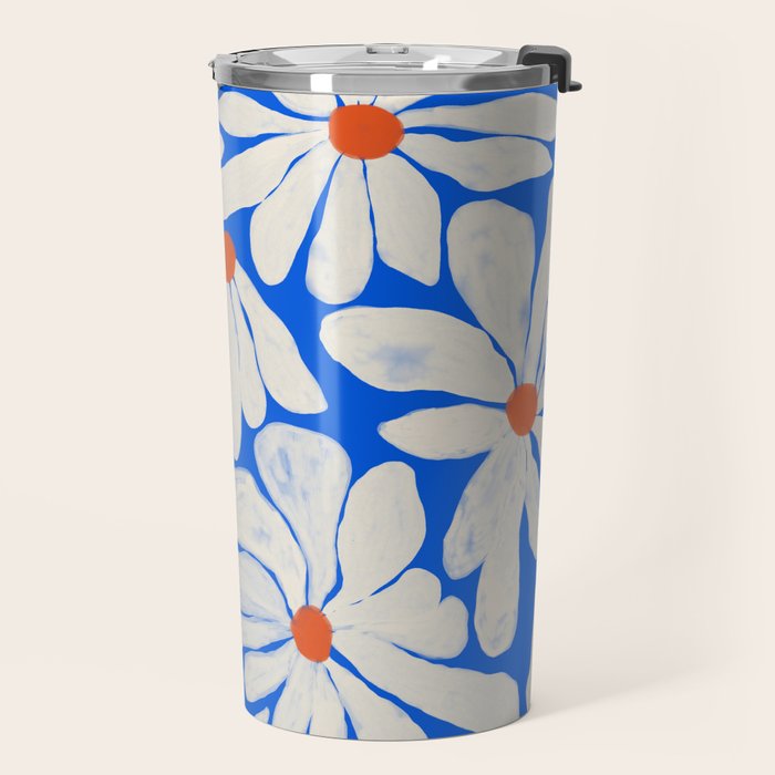 Boho Daisies on Indigo Blue Travel Mug Gallery Image 2