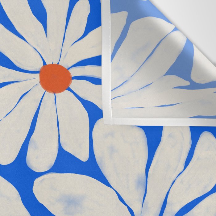 Boho Daisies on Indigo Blue Wall Tapestry Gallery Image 3