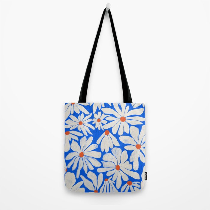 Boho Daisies on Indigo Blue Tote Bag Gallery Image 2