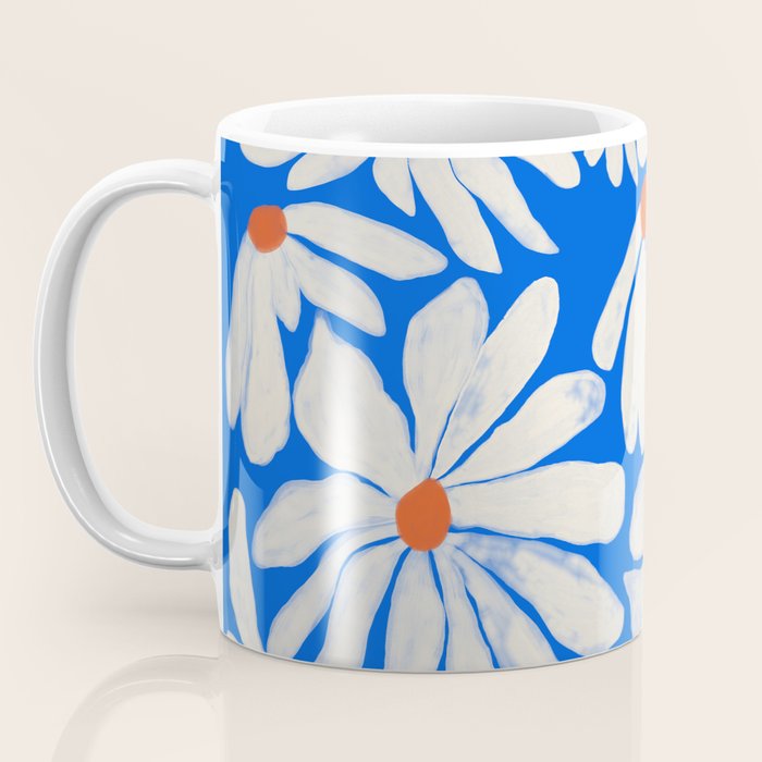 Boho Daisies on Indigo Blue Coffee Mug Gallery Image 3