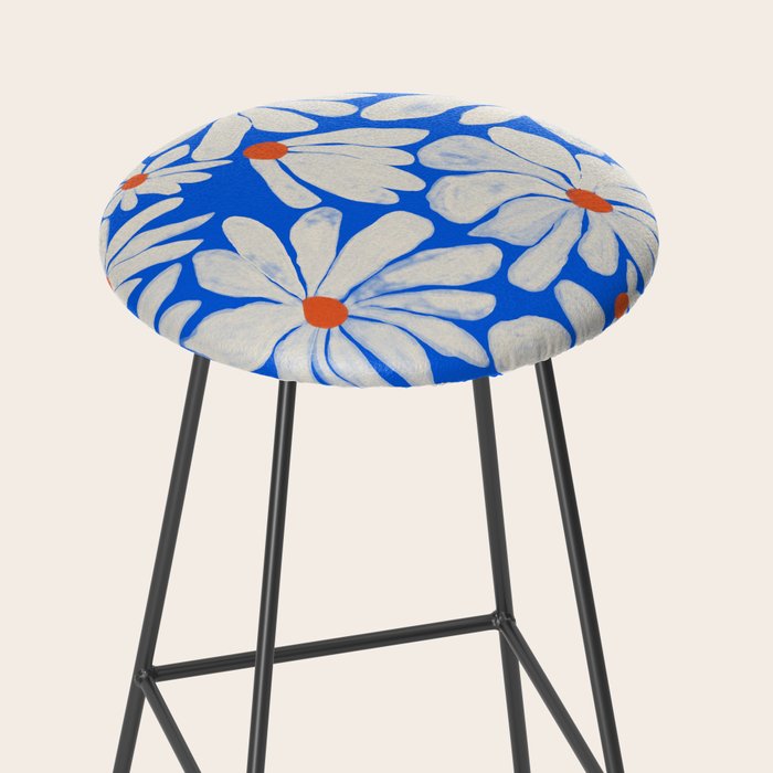 Boho Daisies on Indigo Blue Stool Gallery Image 2