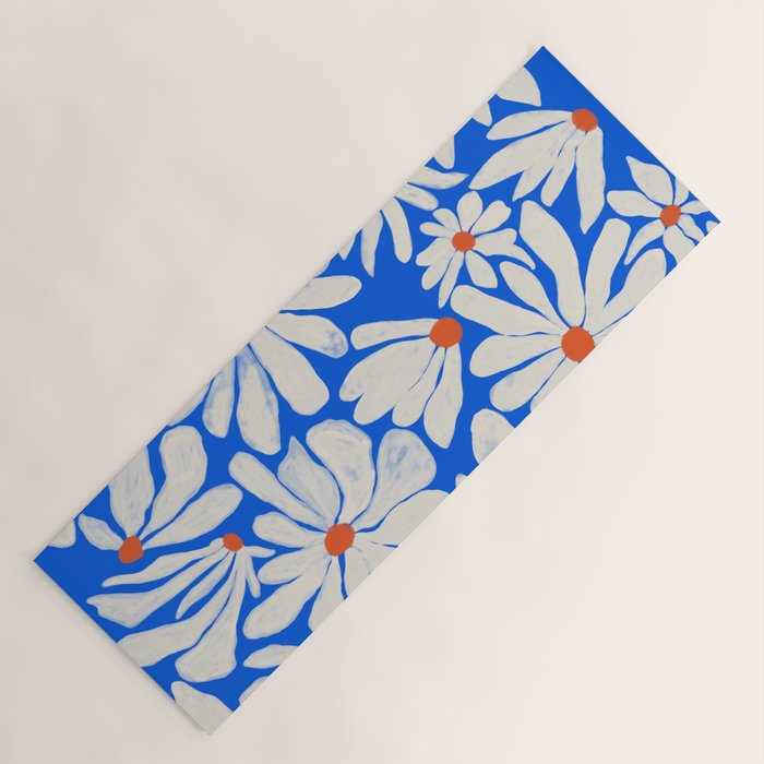 Boho Daisies on Indigo Blue Yoga Mat Gallery Image 1